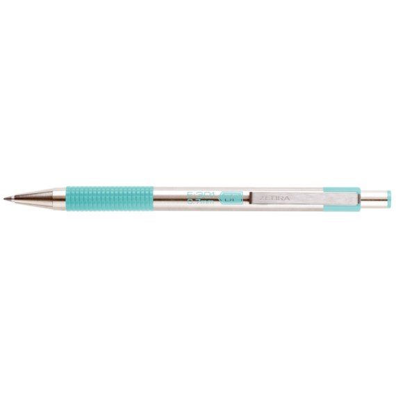 Golyóstoll 0,7mm, pasztell zöld test, Zebra F-301, írásszín kék