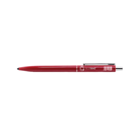Golyóstoll 0,8mm, nyomógombos műanyag piros test, Bluering® Z3, írásszín piros